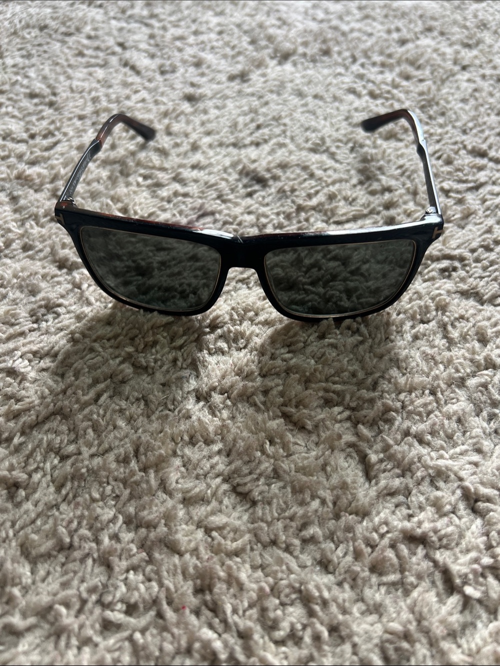 Tom Ford Black Frame Sunglasses with Brown Lenses - Men's Slim Rectangle